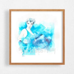 Aquarelle originale et unique sur papier d'art de Caitlin Combattante des glaces