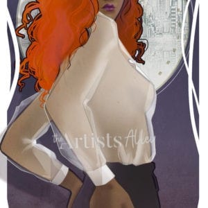 Illustration Starfire Princesse de Tamaran style Mucha dessin numérique à encadrer fanart sensuel DC