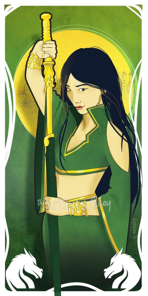 Illustration Talia Al ghul en style Mucha dessin numérique à encadrer fanart sensuel DC heroine asiatique - 2153