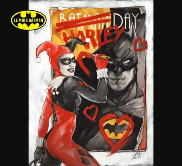 Dessin officiel Harley Quinn et Batman par Stéphanie Lavaud alias Luckystar pour le mois Batman DC Comics