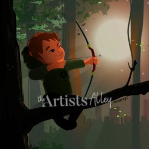 Impression Illustration numérique Oliver Queen enfant Mini super hero Green Arrow