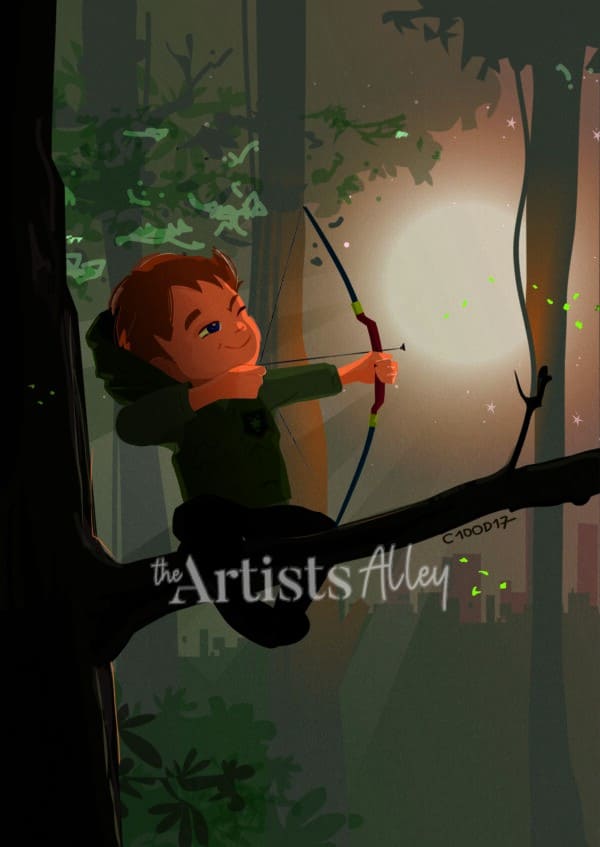 Impression Illustration numérique Oliver Queen enfant Mini super hero Green Arrow - 5315