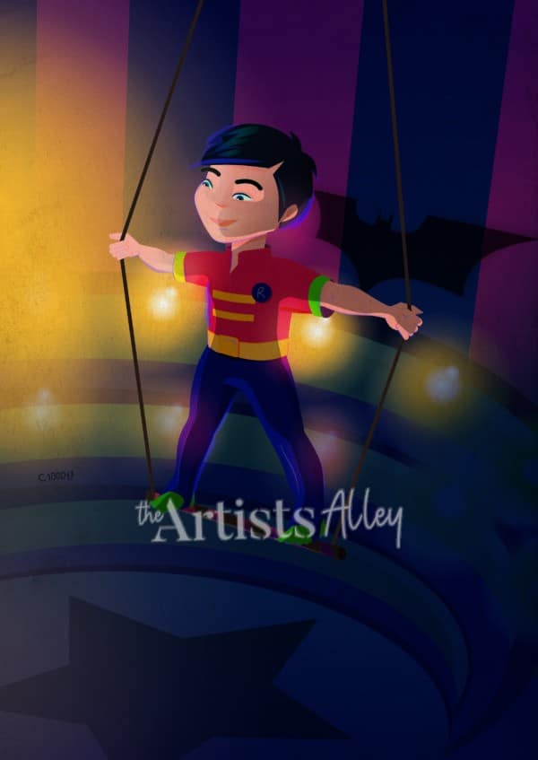 Impression Illustration numérique Dick Grayson dans son manoir enfant Mini super hero Robin Teen - 5388