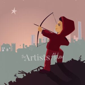 Impression Illustration numérique Roy Harper enfant Mini super hero Red Arrow Arsenal