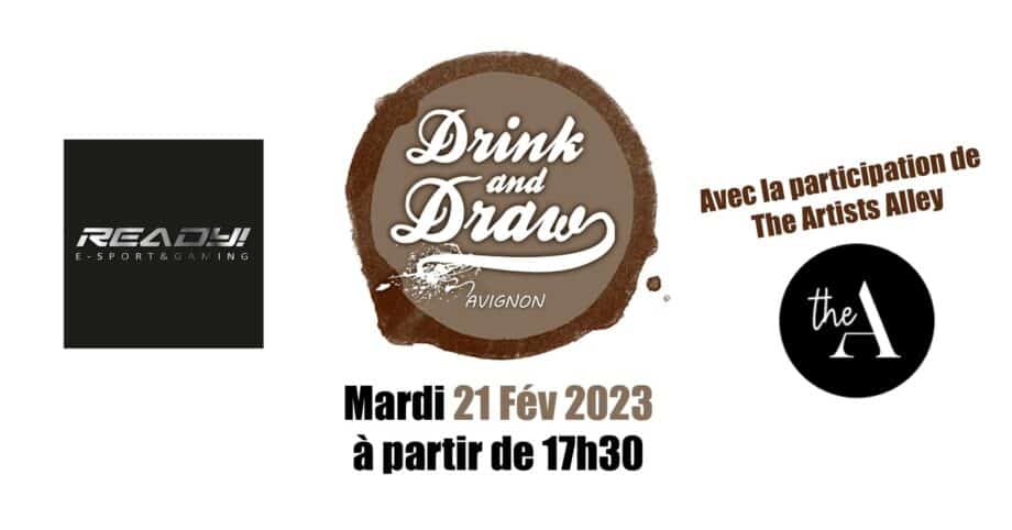 Drink and Draw Avignon au bar Ready avec l'artiste Miloeden art et The Artists Alley